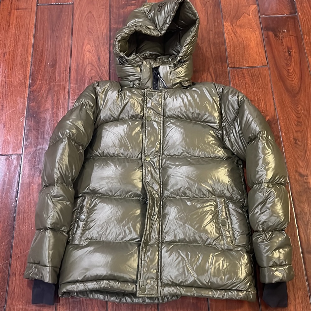 Aritzia TNA Shiny Olive Green Puffer Jacket - Picture 2 of 9